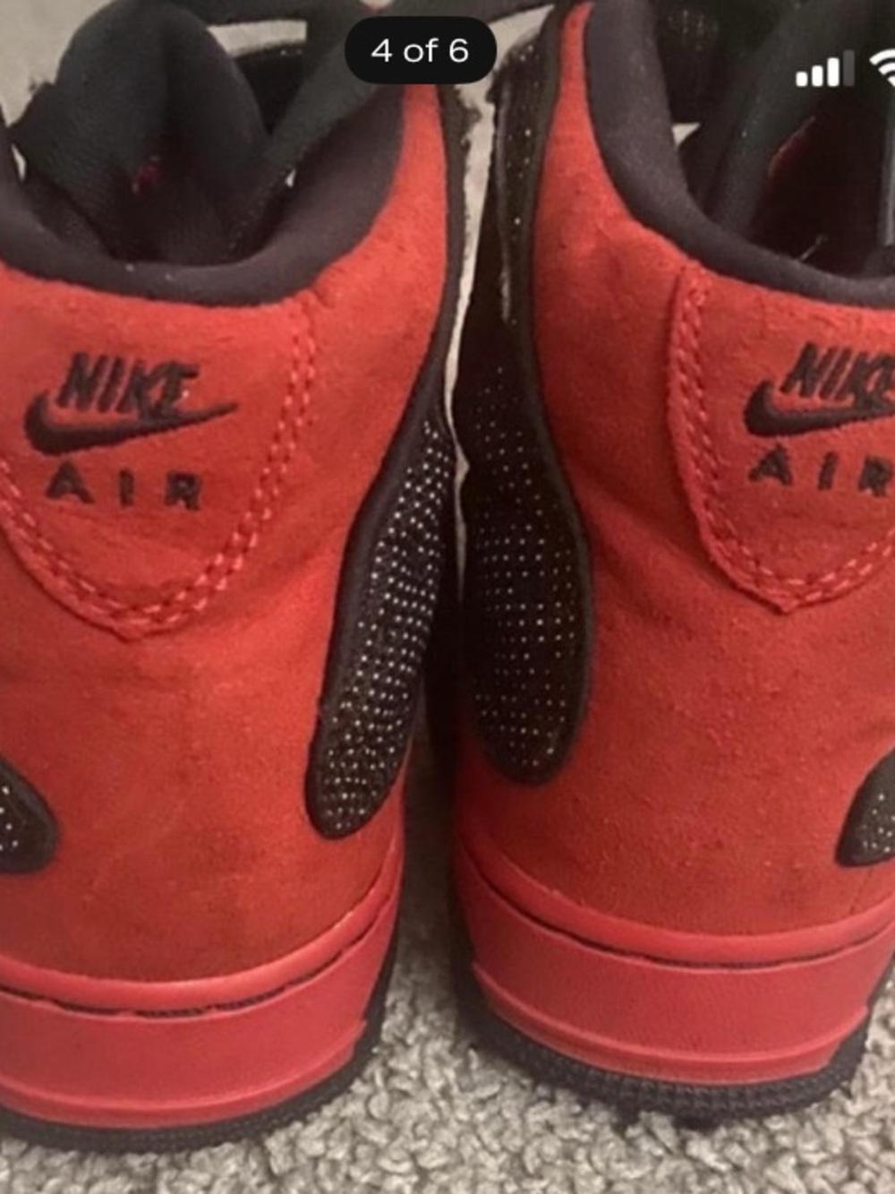 Big Kids boys 5.5 Air Force One Jordan’s Retro in black with red accents - Picture 4 of 6